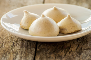 Meringue cookies. Selective focus