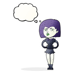 cartoon vampire girl with thought bubble