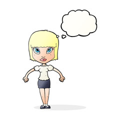 cartoon pretty woman with thought bubble