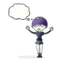 cartoon vampire girl with thought bubble
