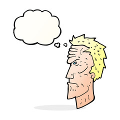 cartoon angry face with thought bubble