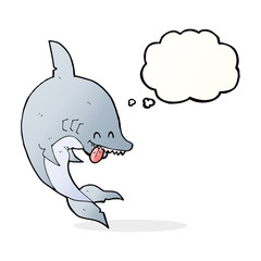 funny cartoon shark with thought bubble