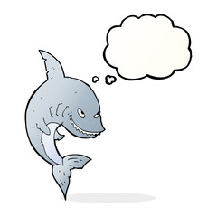 funny cartoon shark with thought bubble