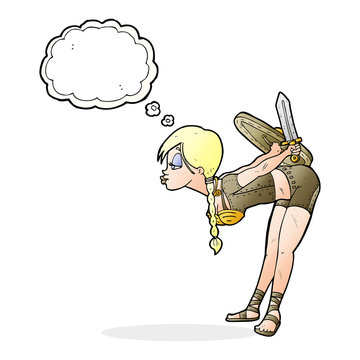 recommend clip art: cartoon viking girl bowing with thought bubble