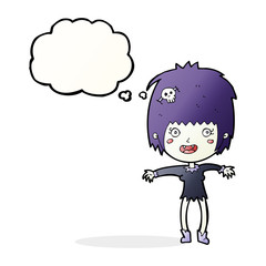 cartoon vampire girl with thought bubble