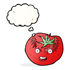 cartoon tomato with thought bubble