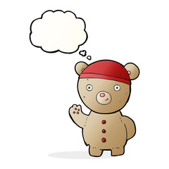 cartoon teddy bear with thought bubble