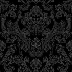 Vector pattern inspired by paisley. Damask seamless pattern. Vintage ornamental background