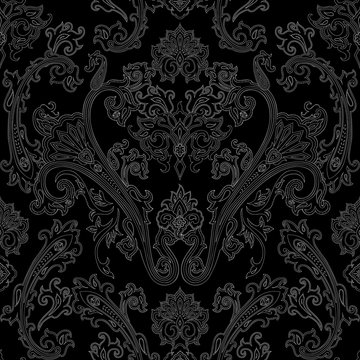 Vector pattern inspired by paisley. Damask seamless pattern. Vintage ornamental background