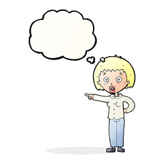 cartoon shocked woman with thought bubble