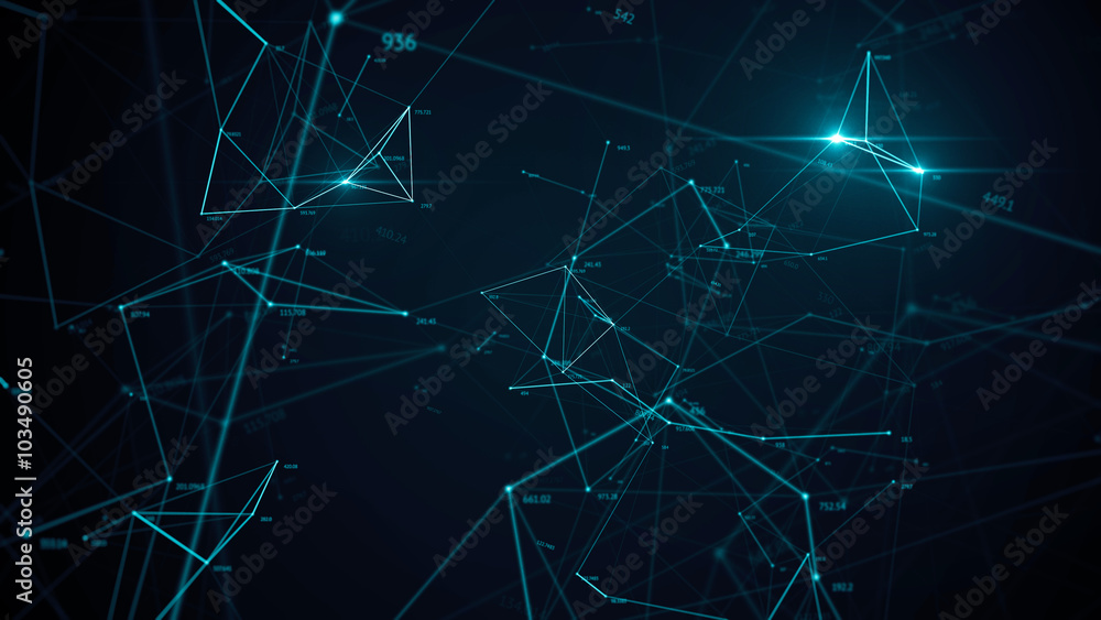 Poster abstract background made of array of points and digits. can be used as digital dynamic wallpaper, te