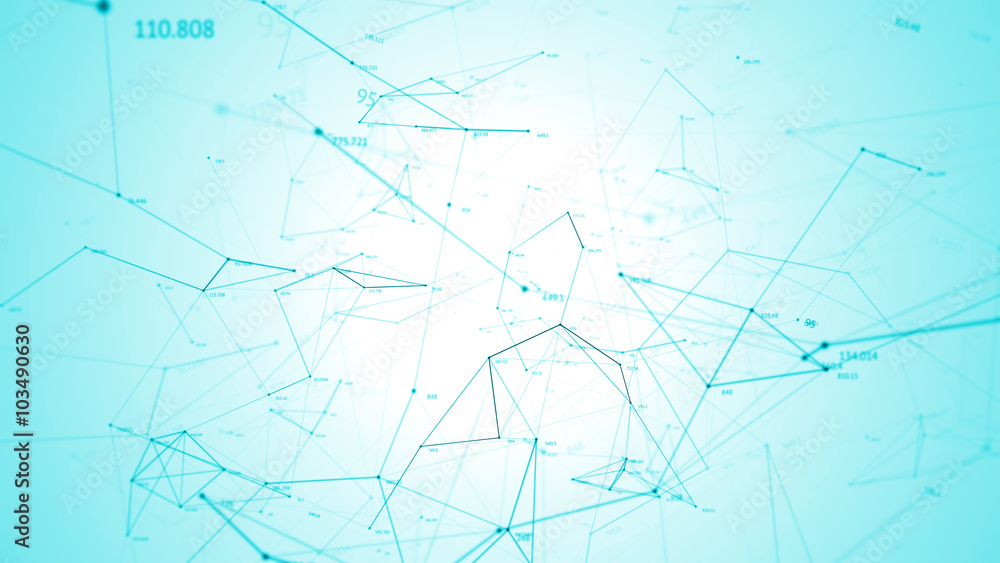 Poster abstract background made of array of points and digits. can be used as digital dynamic wallpaper, te