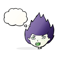 cartoon vampire head with thought bubble