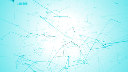 Fototapeta premium Abstract background made of array of points and digits. Can be used as digital dynamic wallpaper, technology background. 