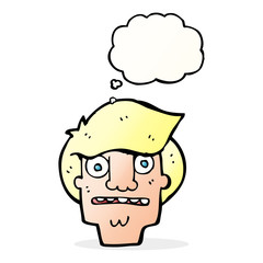 cartoon shocked face with thought bubble