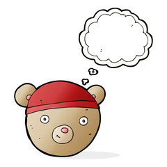 cartoon teddy bear face with thought bubble