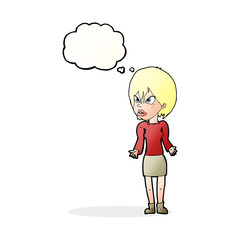 cartoon annoyed woman with thought bubble