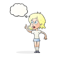 cartoon woman asking question with thought bubble