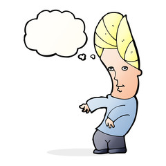 cartoon man with no worries with thought bubble