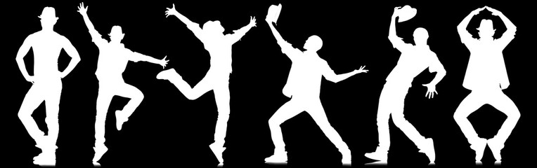 Silhouettes of dancers in dancing concept