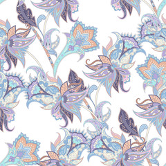 Vintage floral and paisley seamless pattern, oriental background