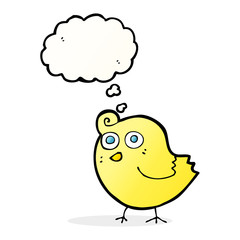 funny cartoon bird with thought bubble