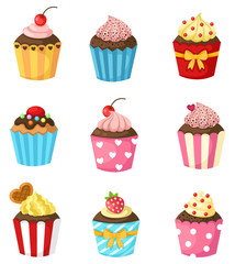 cupcake set vector