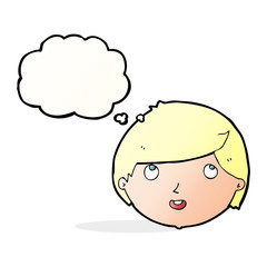 cartoon happy face with thought bubble