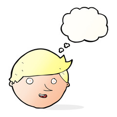 cartoon happy face with thought bubble