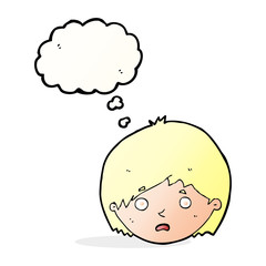 cartoon unhappy boy with thought bubble