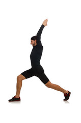 Obraz premium Young man doing sports isolated on the white