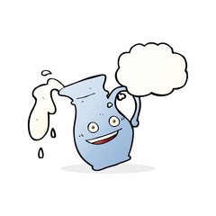 cartoon milk jug with thought bubble