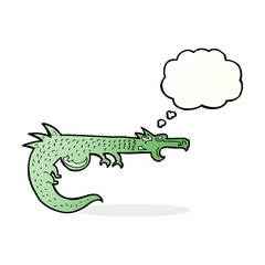 cartoon medieval dragon with thought bubble