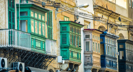 street with balconies in Valletta