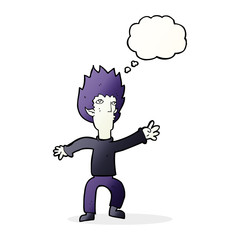 cartoon vampire with thought bubble