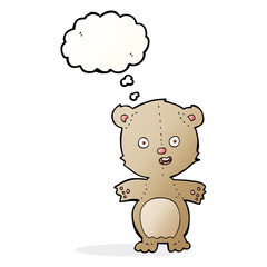 cartoon teddy bear with thought bubble