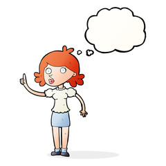 cartoon woman with idea with thought bubble