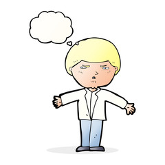 cartoon annoyed man with thought bubble