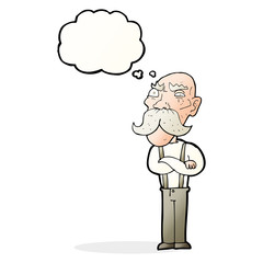 cartoon angry old man with thought bubble