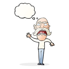 cartoon angry old man with thought bubble