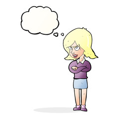 cartoon angry woman with thought bubble