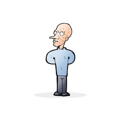 cartoon evil bald man with thought bubble