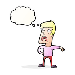 cartoon complaining man with thought bubble