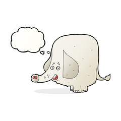 cartoon happy elephant with thought bubble