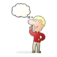 cartoon man with idea with thought bubble