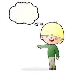 cartoon man pointing with thought bubble