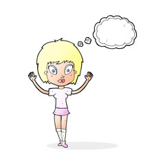 cartoon pretty girl with thought bubble