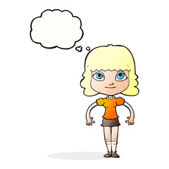 cartoon girl with thought bubble