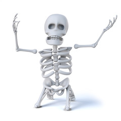 3d Skeleton on his knees in the pits of despair