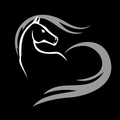 White horse with long mane icon © agrino